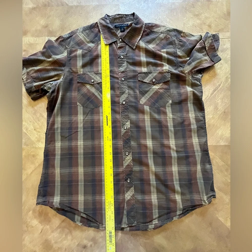 Banana Republic Brown and Tan Checkered Casual Shirt